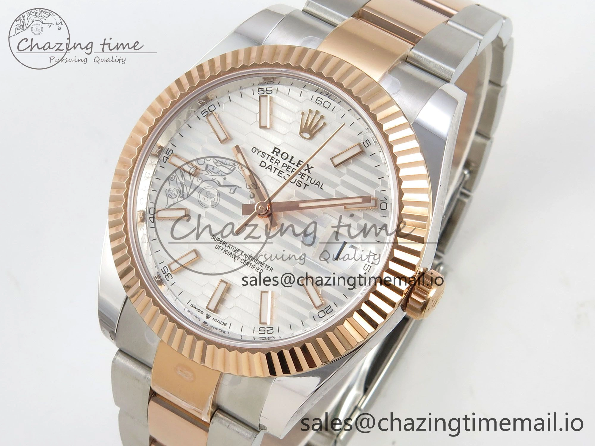 EasyMatch DateJust 41 126331 SS RG ARF 1:1 Best Edition White Texture Stick Dial on Oyster Bracelet SH3235 (Weighted) 192