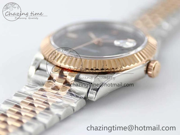 Comfortable DateJust 41 126331 SS RG TWF 1:1 Best Edition 904L Steel Gray Dial Green Roman on SS RG Jubilee Bracelet VR 2450
