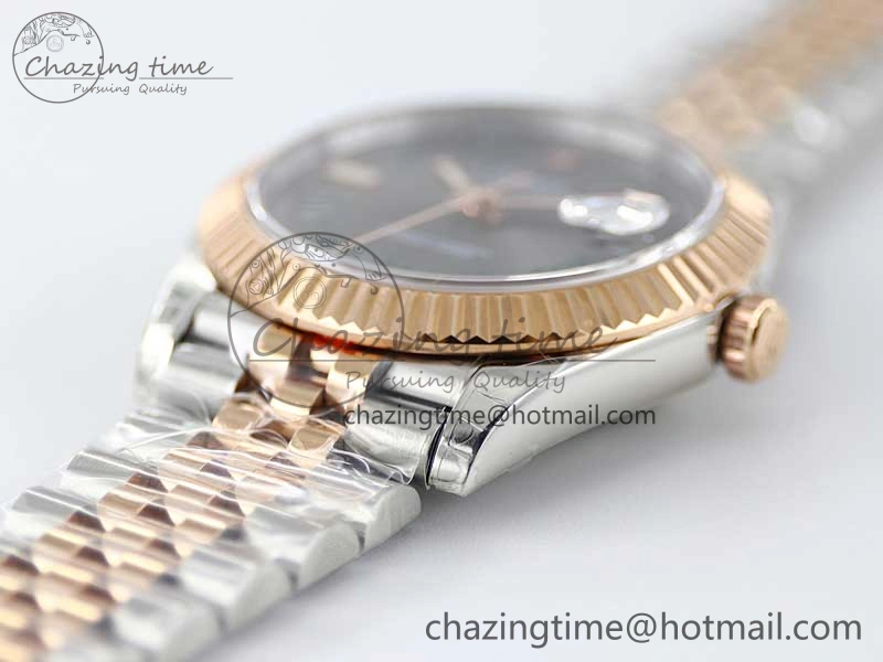 Comfortable DateJust 41 126331 SS RG TWF 1:1 Best Edition 904L Steel Gray Dial Green Roman on SS RG Jubilee Bracelet VR 2450
