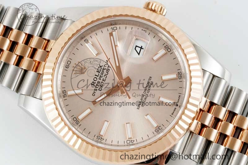 SmoothTexture DateJust 41 126331 VSF 1:1 Best Edition 904L Steel RG Dial on SS RG Jubilee Bracelet VS 2109