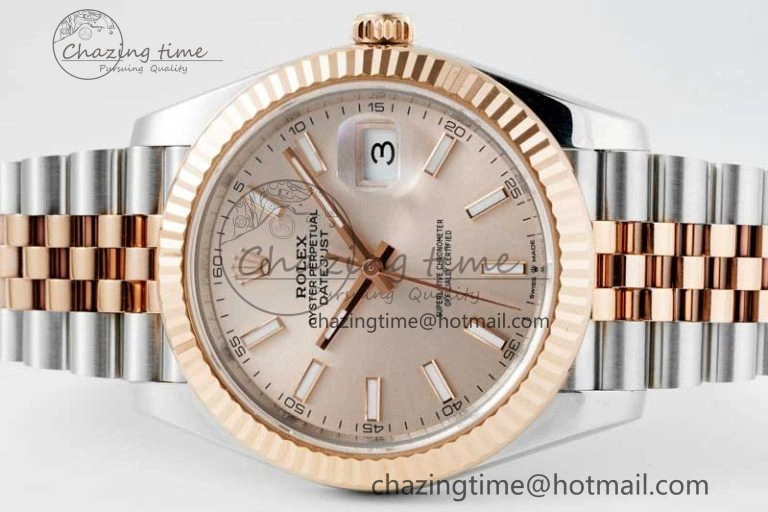 SmoothTexture DateJust 41 126331 VSF 1:1 Best Edition 904L Steel RG Dial on SS RG Jubilee Bracelet VS 2109