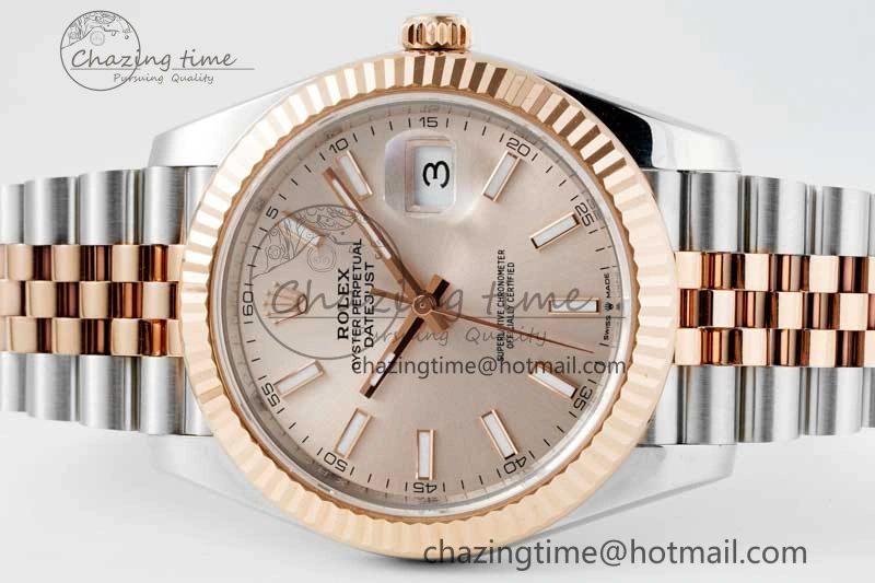 SmoothTexture DateJust 41 126331 VSF 1:1 Best Edition 904L Steel RG Dial on SS RG Jubilee Bracelet VS 2109
