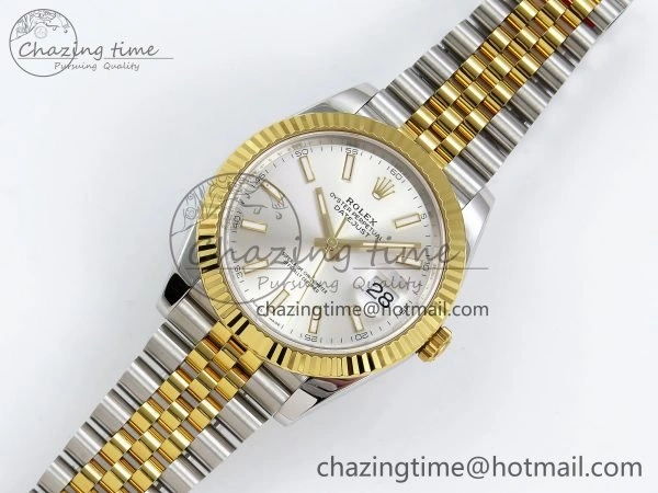 DateJust 41 126333 904L SS VSF 1:1 Best Edition Silver Stick Dial on Jubilee Bracelet VS TimelessDesign 1572