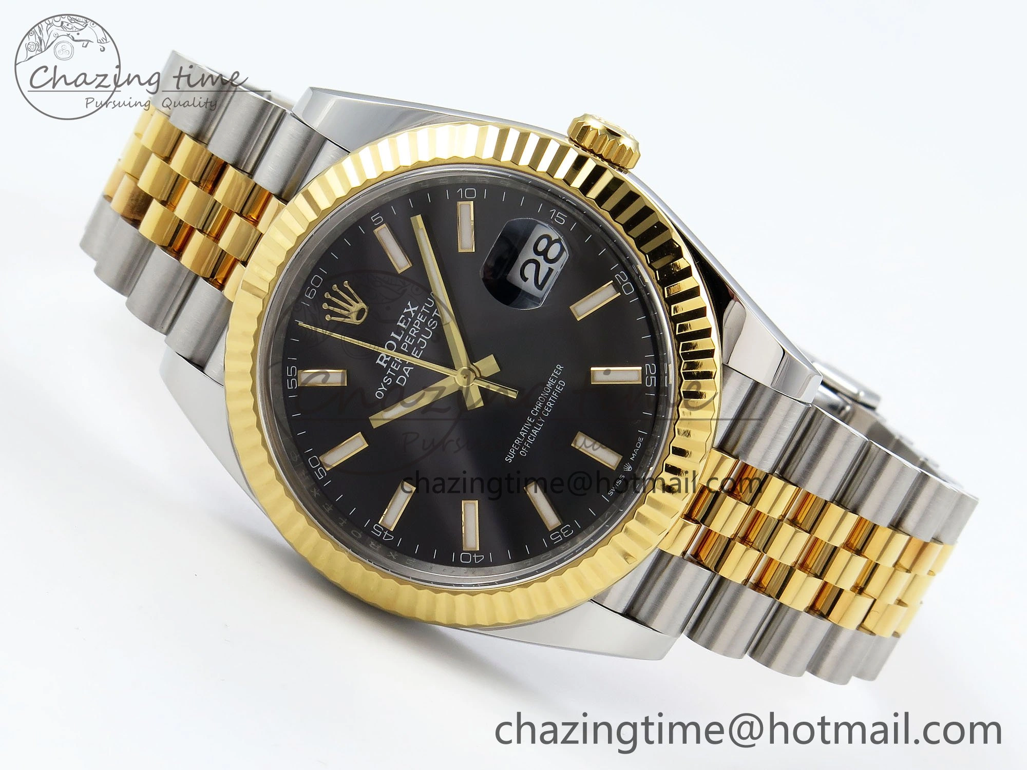 Thermal DateJust 41 126333 Clean 1:1 Best Edition 904L Steel Black Stick Dial on SS YG Jubilee Bracelet VR 1560
