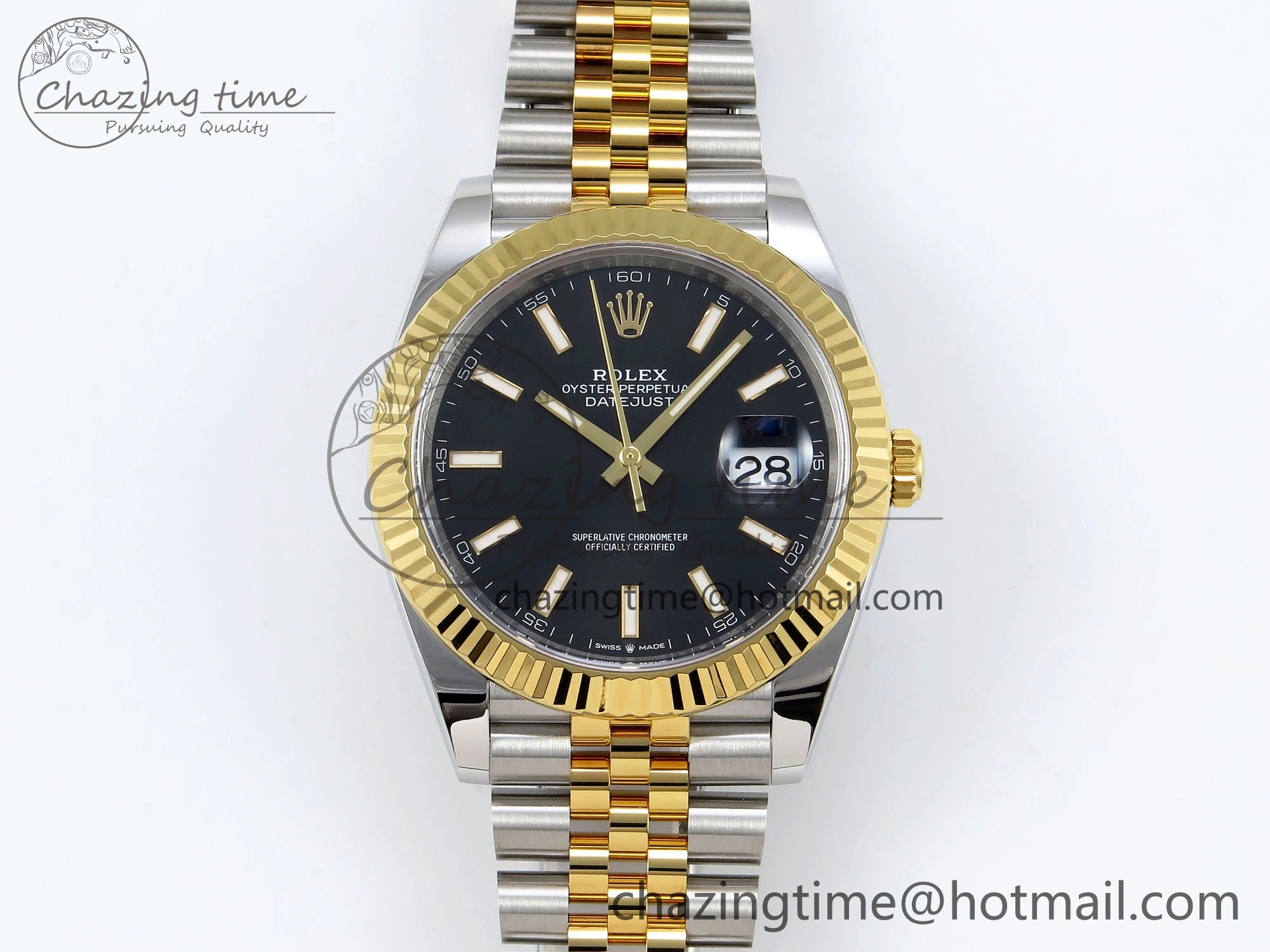 Thermal DateJust 41 126333 Clean 1:1 Best Edition 904L Steel Black Stick Dial on SS YG Jubilee Bracelet VR 1560