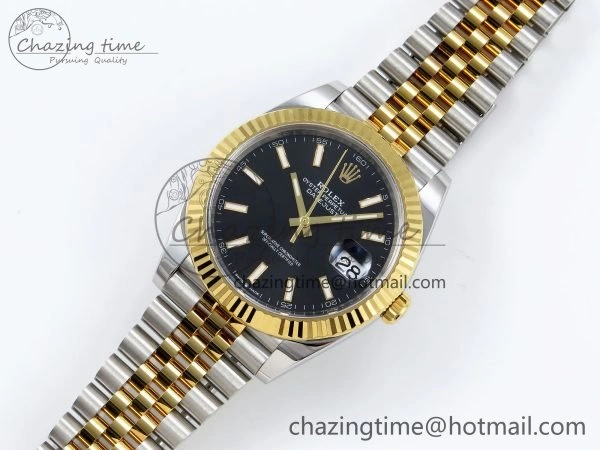 Thermal DateJust 41 126333 Clean 1:1 Best Edition 904L Steel Black Stick Dial on SS YG Jubilee Bracelet VR 1560