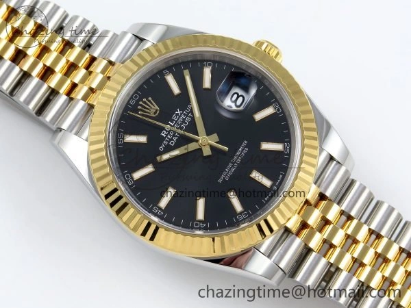 Thermal DateJust 41 126333 Clean 1:1 Best Edition 904L Steel Black Stick Dial on SS YG Jubilee Bracelet VR 1560
