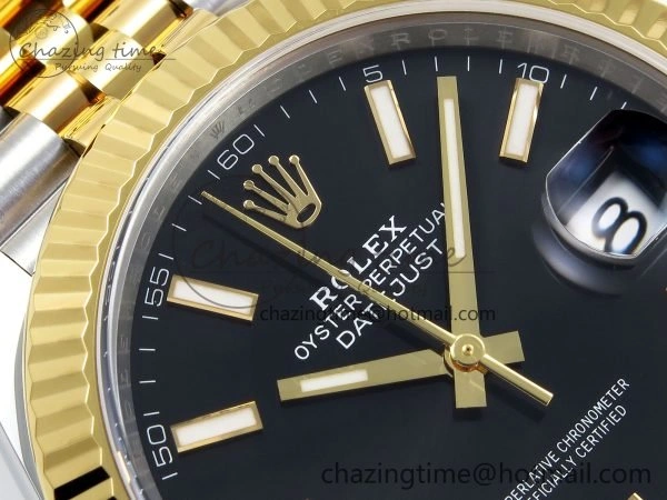 Thermal DateJust 41 126333 Clean 1:1 Best Edition 904L Steel Black Stick Dial on SS YG Jubilee Bracelet VR 1560