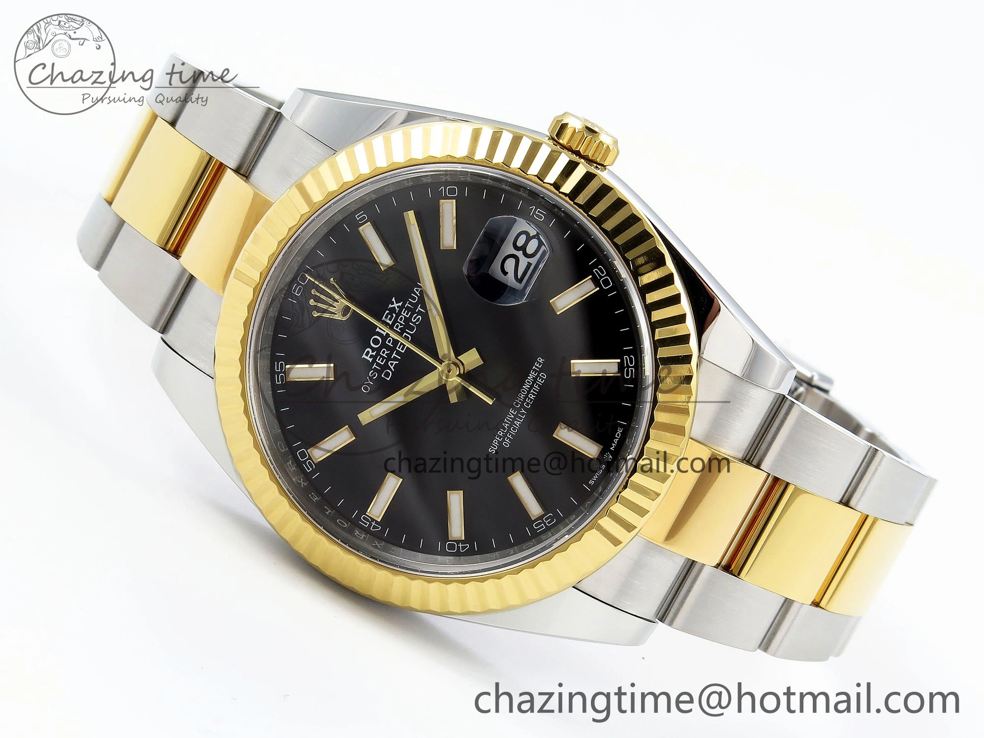 DateJust 41 126333 Clean 1:1 Best Edition 904L Steel Black Stick Dial on SS YG Oyster Bracelet VR Lightweight 1562