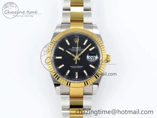 DateJust 41 126333 Clean 1:1 Best Edition 904L Steel Black Stick Dial on SS YG Oyster Bracelet VR Lightweight 1562