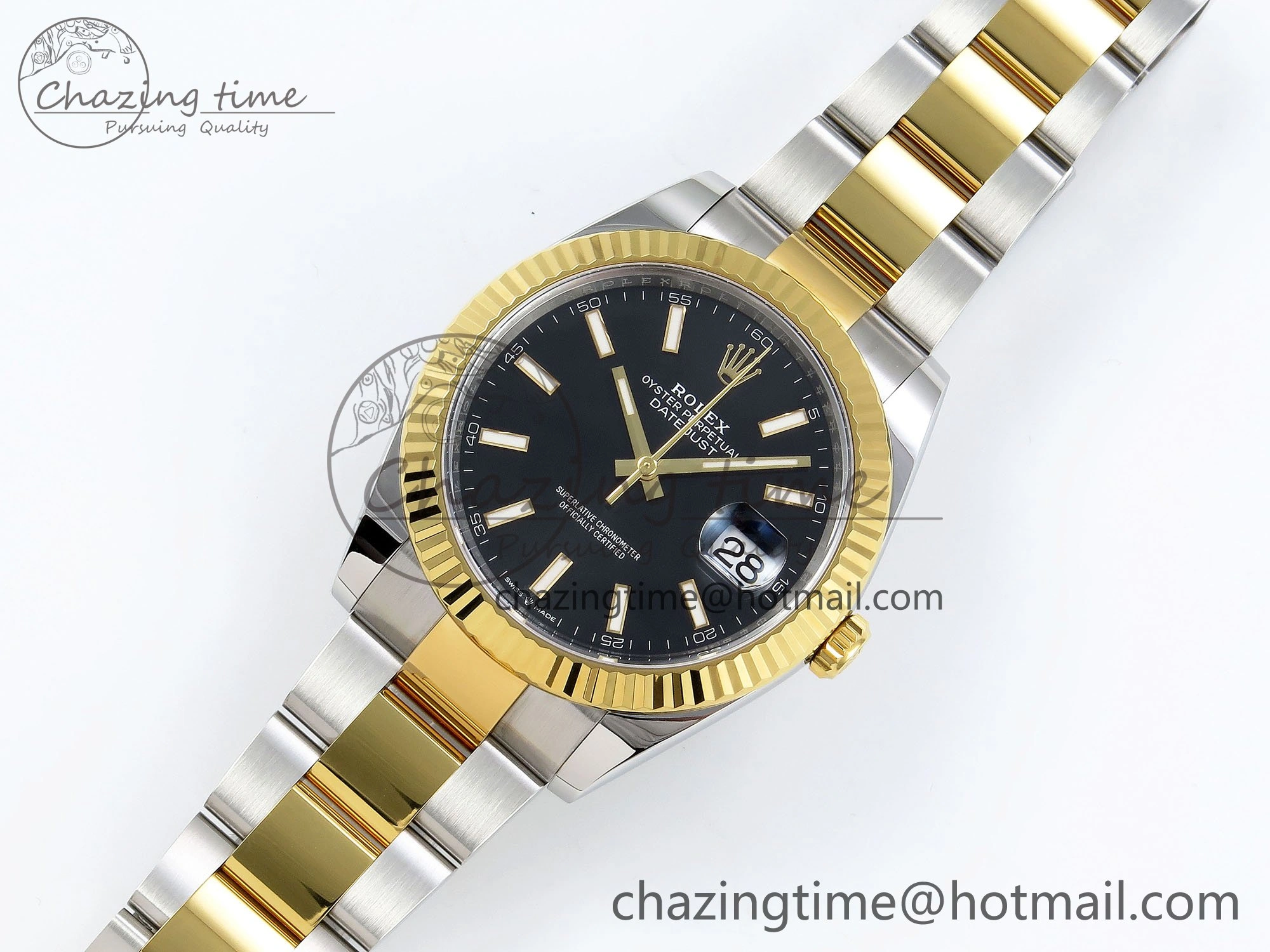 DateJust 41 126333 Clean 1:1 Best Edition 904L Steel Black Stick Dial on SS YG Oyster Bracelet VR Lightweight 1562