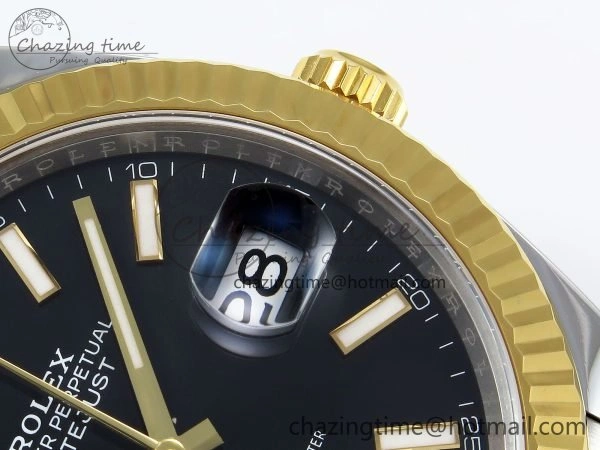 DateJust 41 126333 Clean 1:1 Best Edition 904L Steel Black Stick Dial on SS YG Oyster Bracelet VR Lightweight 1562
