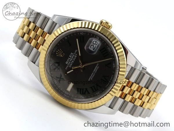 Unisex DateJust 41 126333 Clean 1:1 Best Edition 904L Steel Gray Dial Green Roman Marker on SS YG Jubilee Bracelet VR 1563