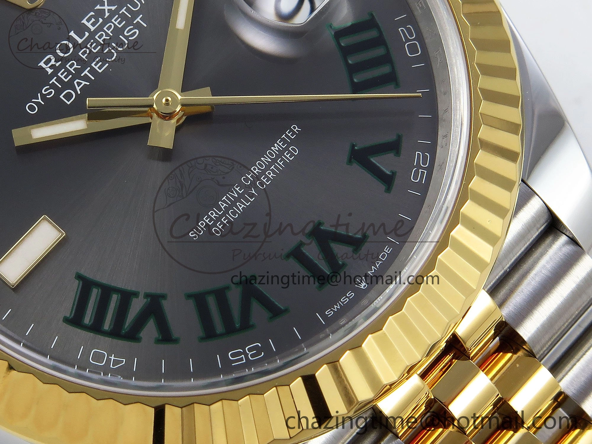 Unisex DateJust 41 126333 Clean 1:1 Best Edition 904L Steel Gray Dial Green Roman Marker on SS YG Jubilee Bracelet VR 1563