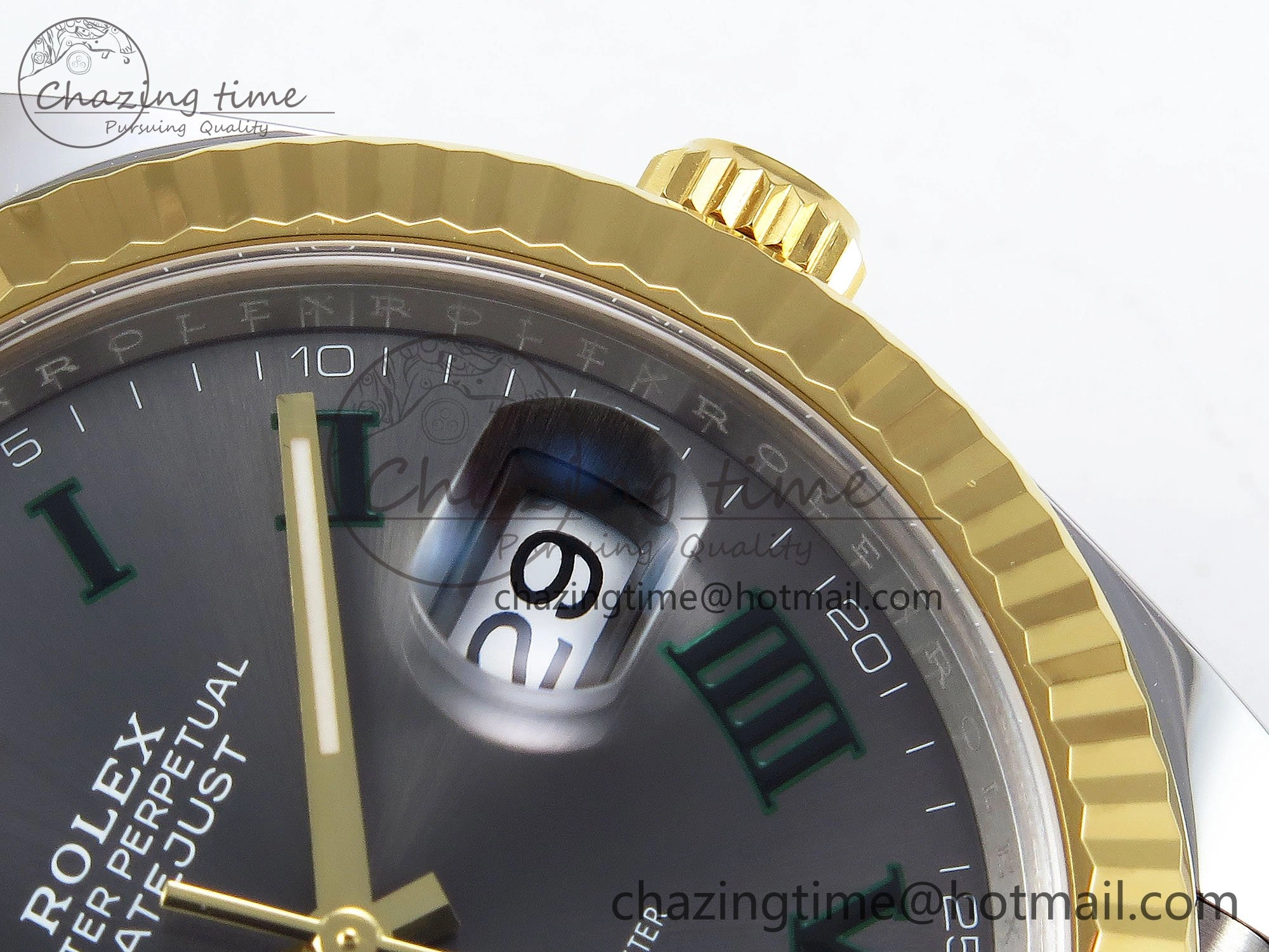 Unisex DateJust 41 126333 Clean 1:1 Best Edition 904L Steel Gray Dial Green Roman Marker on SS YG Jubilee Bracelet VR 1563