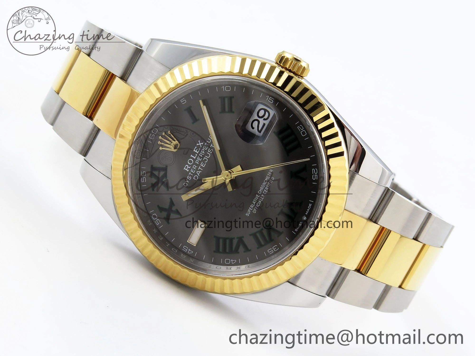 DateJust 41 126333 Clean 1:1 Best Edition 904L Steel Gray Dial Green Roman Marker on SS YG Oyster Bracelet VR Durable 1564