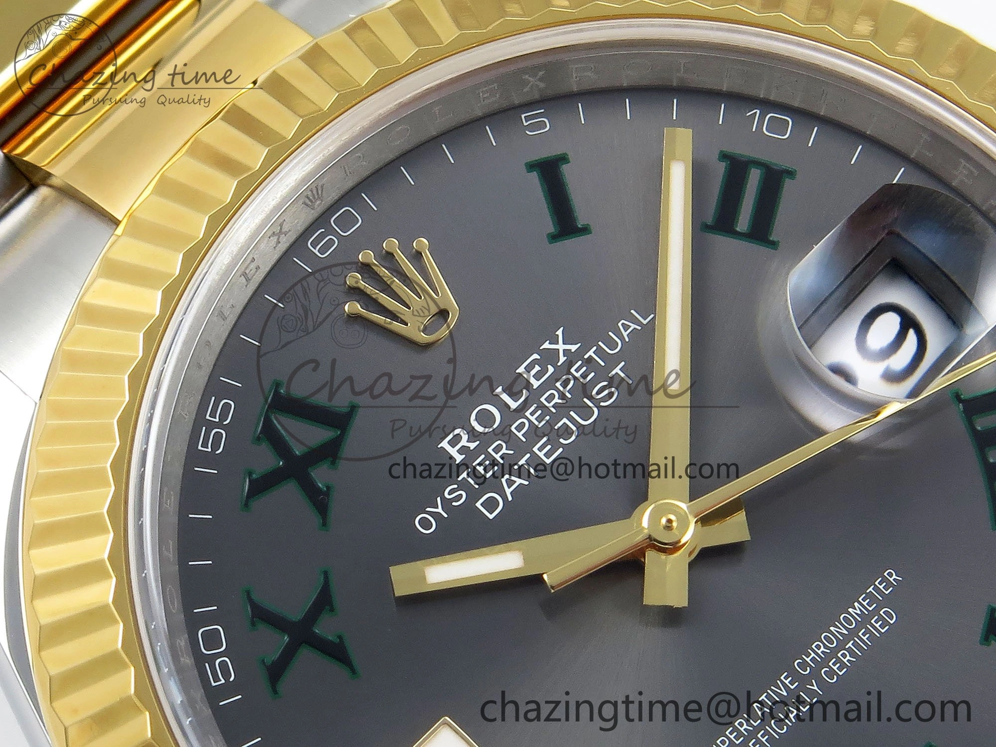 DateJust 41 126333 Clean 1:1 Best Edition 904L Steel Gray Dial Green Roman Marker on SS YG Oyster Bracelet VR Durable 1564
