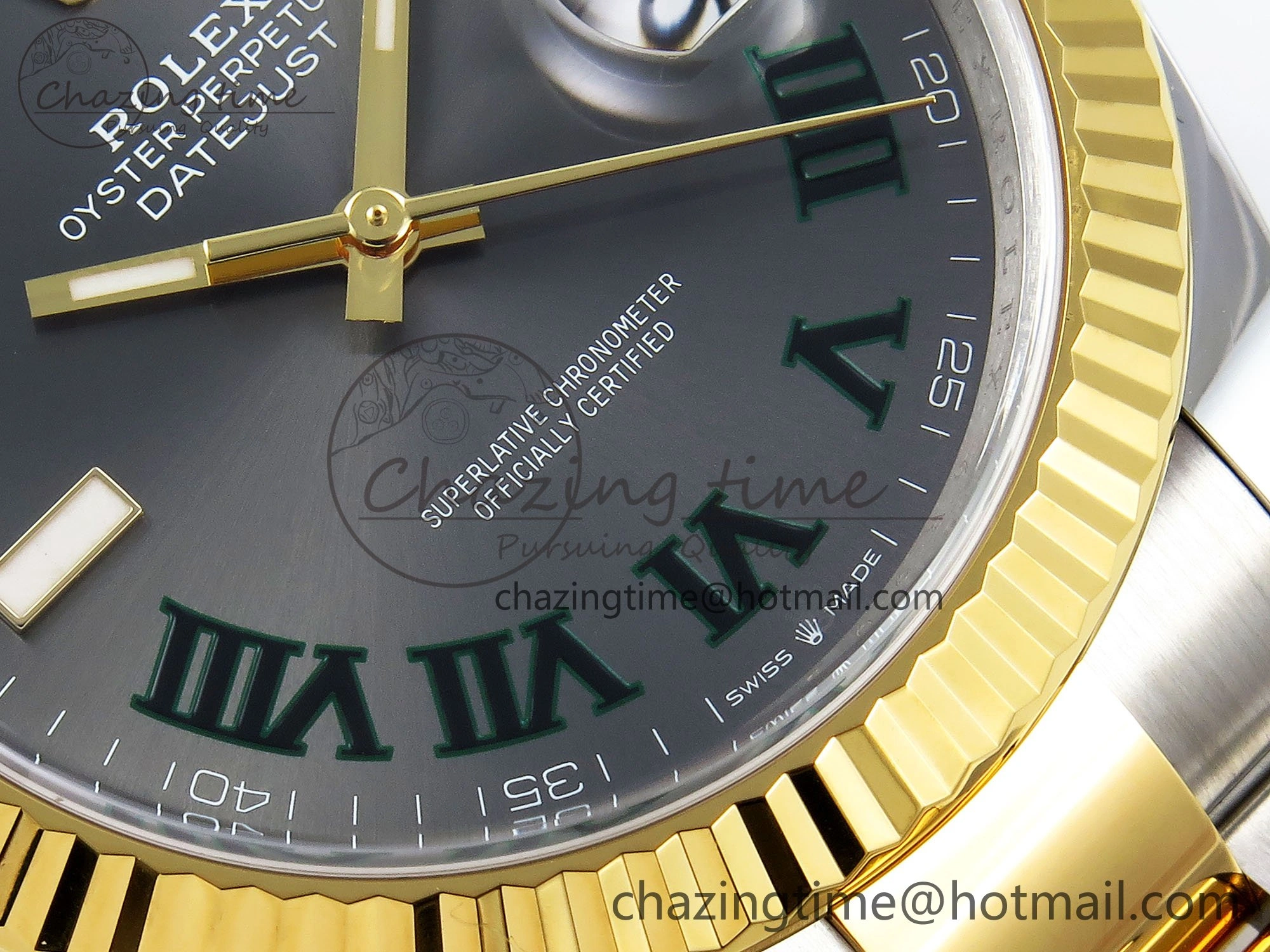 DateJust 41 126333 Clean 1:1 Best Edition 904L Steel Gray Dial Green Roman Marker on SS YG Oyster Bracelet VR Durable 1564