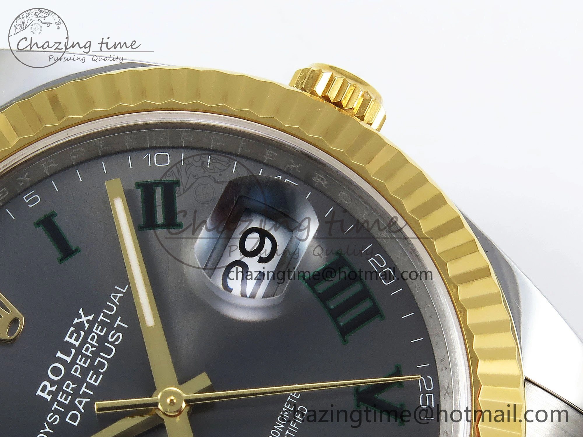 DateJust 41 126333 Clean 1:1 Best Edition 904L Steel Gray Dial Green Roman Marker on SS YG Oyster Bracelet VR Durable 1564