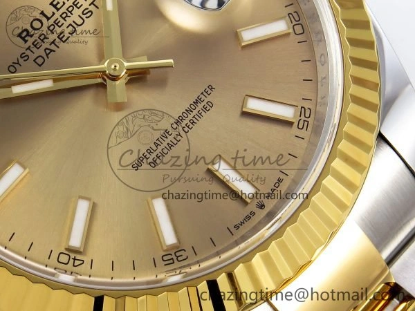 DateJust 41 126333 Clean 1:1 Best Edition 904L Steel YG Stick Dial on SS YG Oyster Bracelet VR Classic 1578