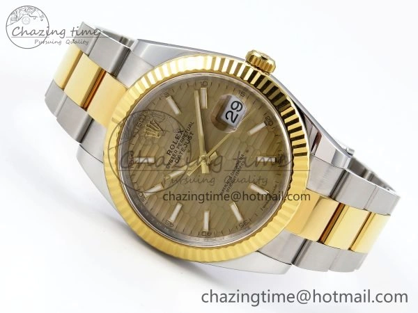 DateJust 41 126333 Clean 1:1 Best Edition 904L Steel YG Textured Dial on SS YG Oyster Bracelet VR Bright 1634