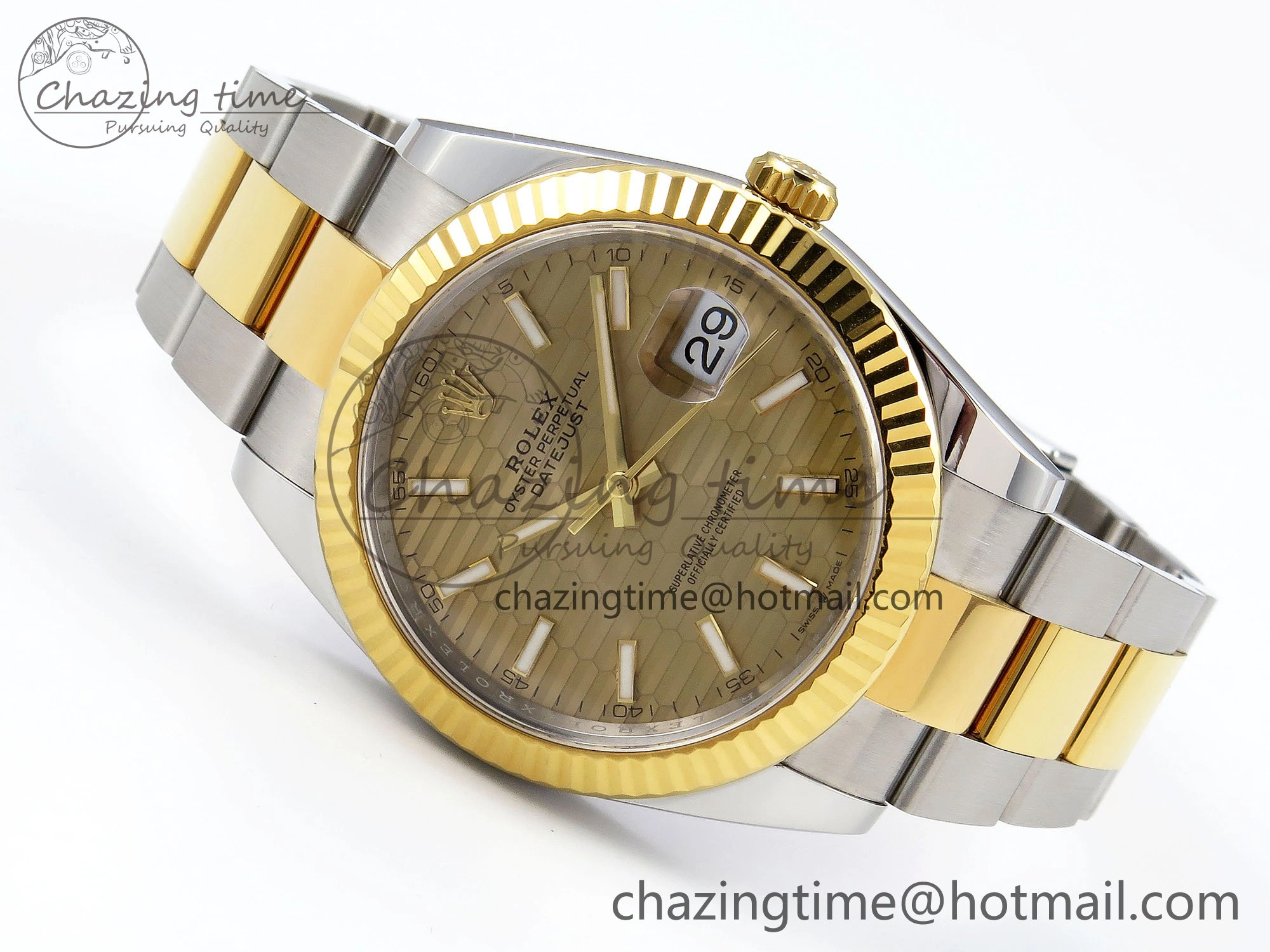 DateJust 41 126333 Clean 1:1 Best Edition 904L Steel YG Textured Dial on SS YG Oyster Bracelet VR Bright 1634