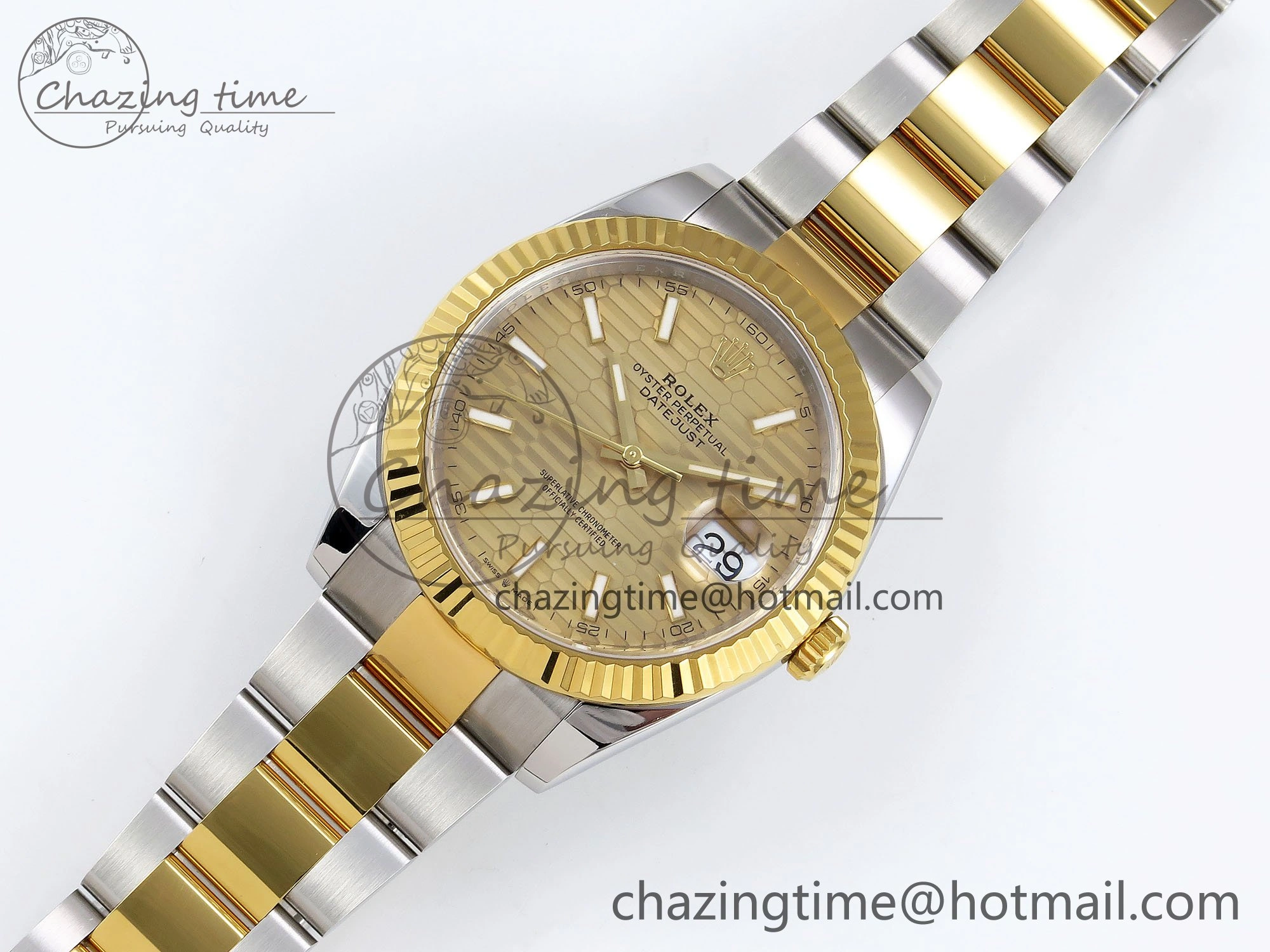 DateJust 41 126333 Clean 1:1 Best Edition 904L Steel YG Textured Dial on SS YG Oyster Bracelet VR Bright 1634