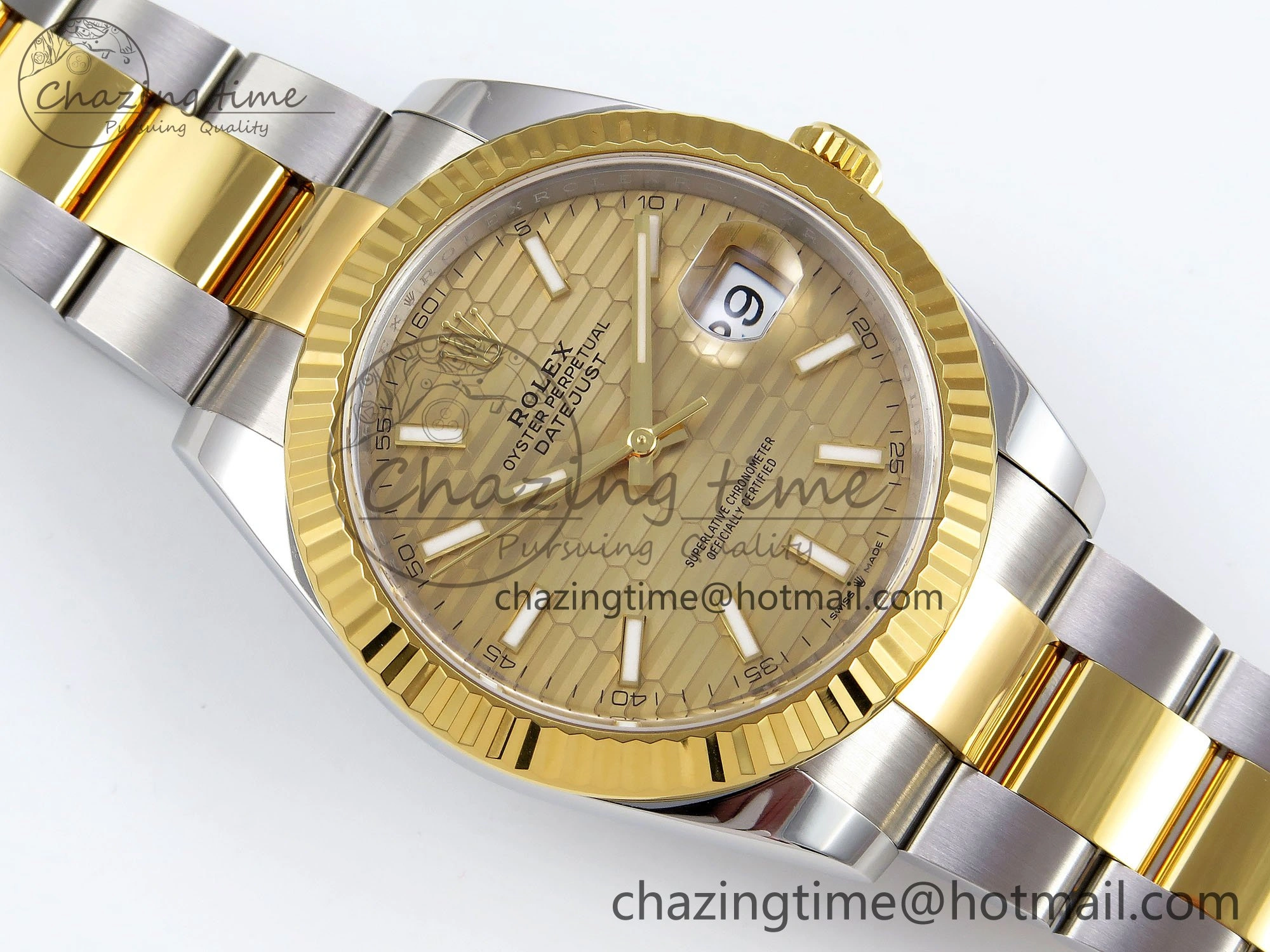 DateJust 41 126333 Clean 1:1 Best Edition 904L Steel YG Textured Dial on SS YG Oyster Bracelet VR Bright 1634