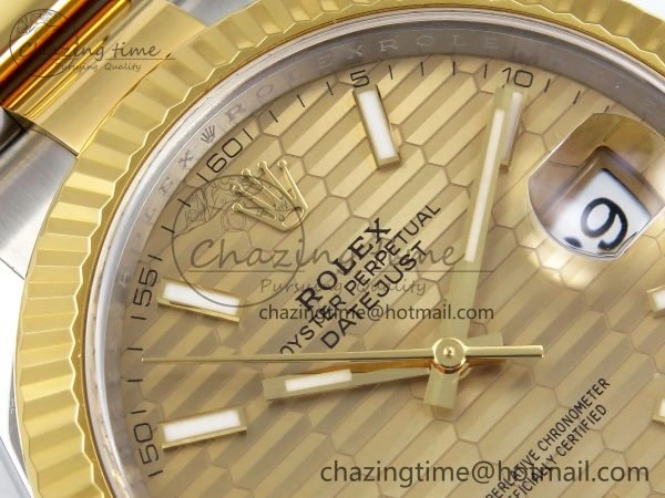 DateJust 41 126333 Clean 1:1 Best Edition 904L Steel YG Textured Dial on SS YG Oyster Bracelet VR Bright 1634