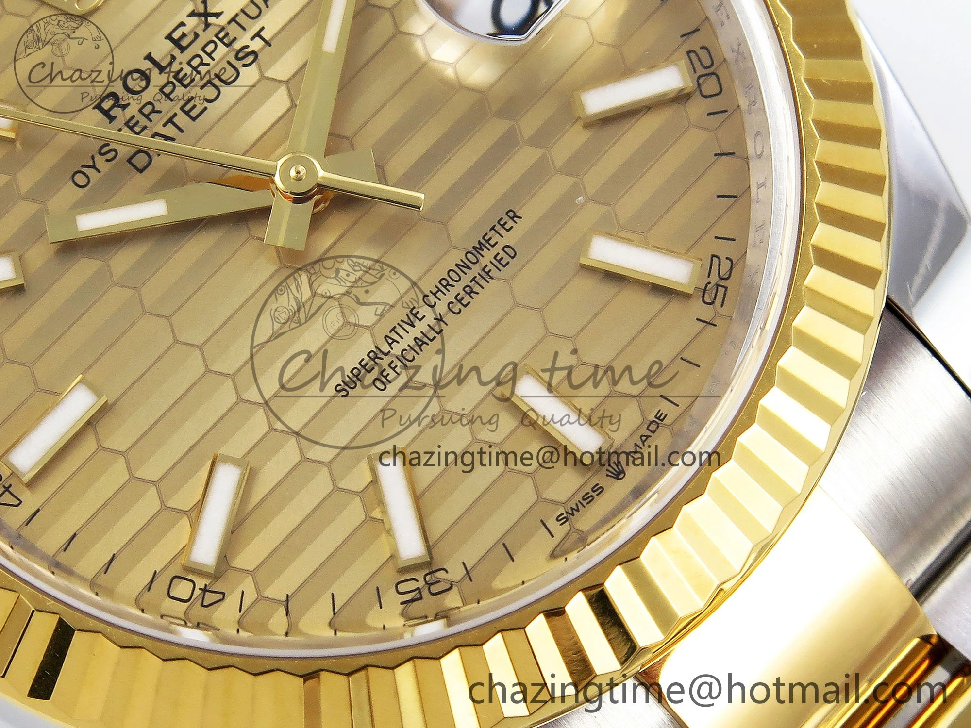 DateJust 41 126333 Clean 1:1 Best Edition 904L Steel YG Textured Dial on SS YG Oyster Bracelet VR Bright 1634