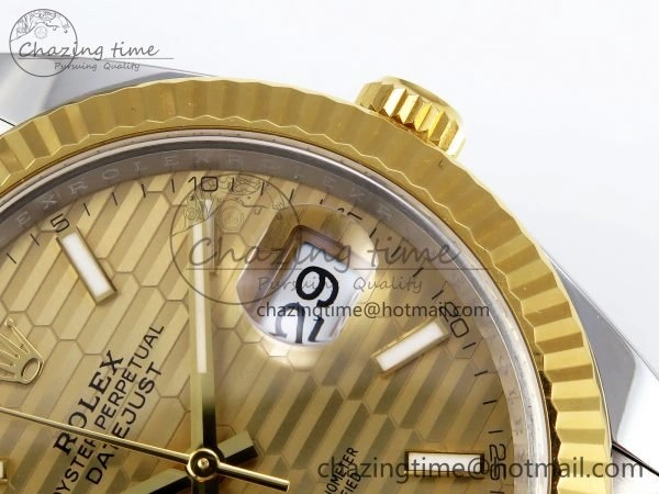 DateJust 41 126333 Clean 1:1 Best Edition 904L Steel YG Textured Dial on SS YG Oyster Bracelet VR Bright 1634