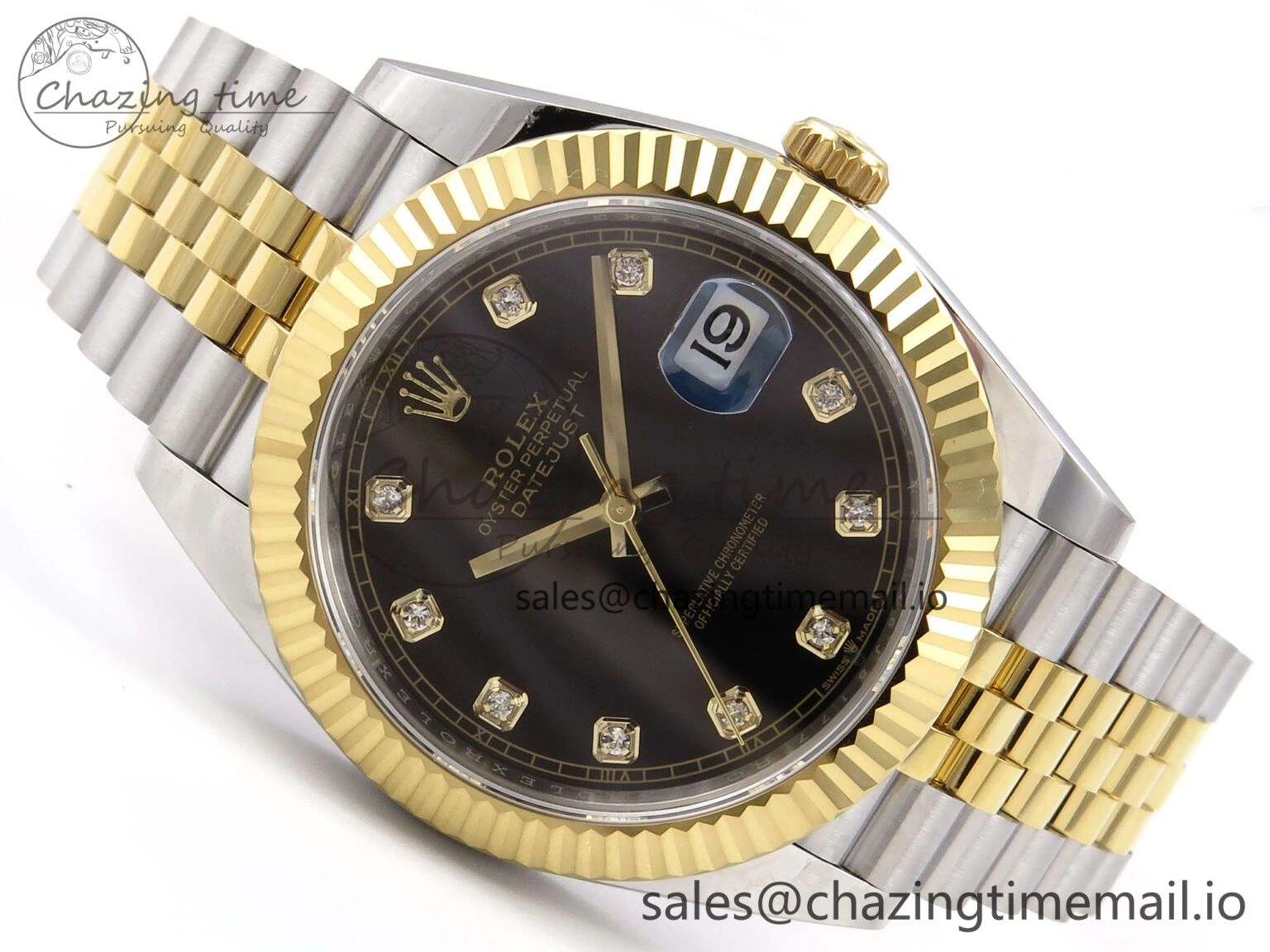 WeatherProof DateJust 41 126333 EWEF Best Edition Black Diamonds Dial on SS YG Jubilee Bracelet A 989