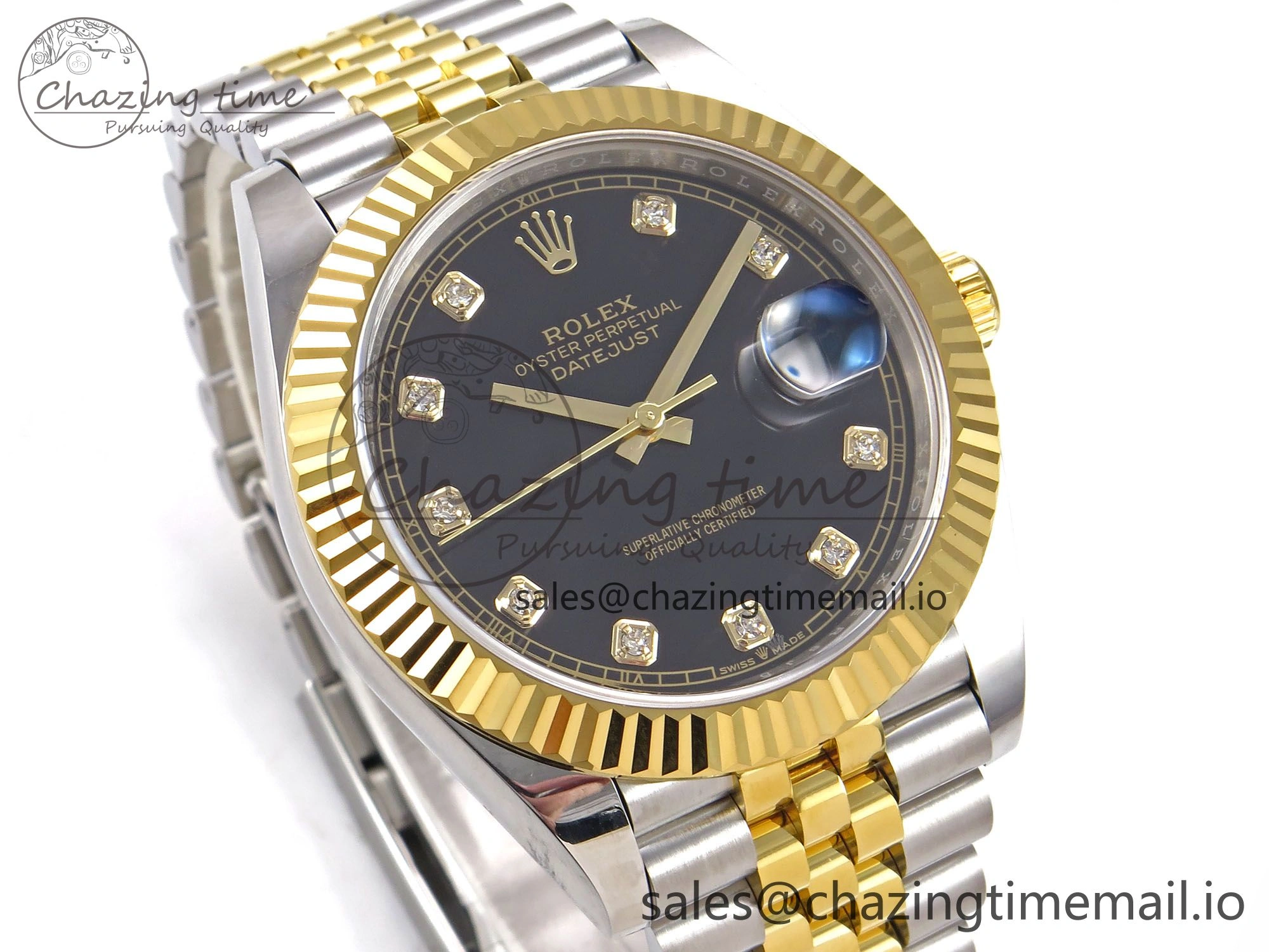 WeatherProof DateJust 41 126333 EWEF Best Edition Black Diamonds Dial on SS YG Jubilee Bracelet A 989