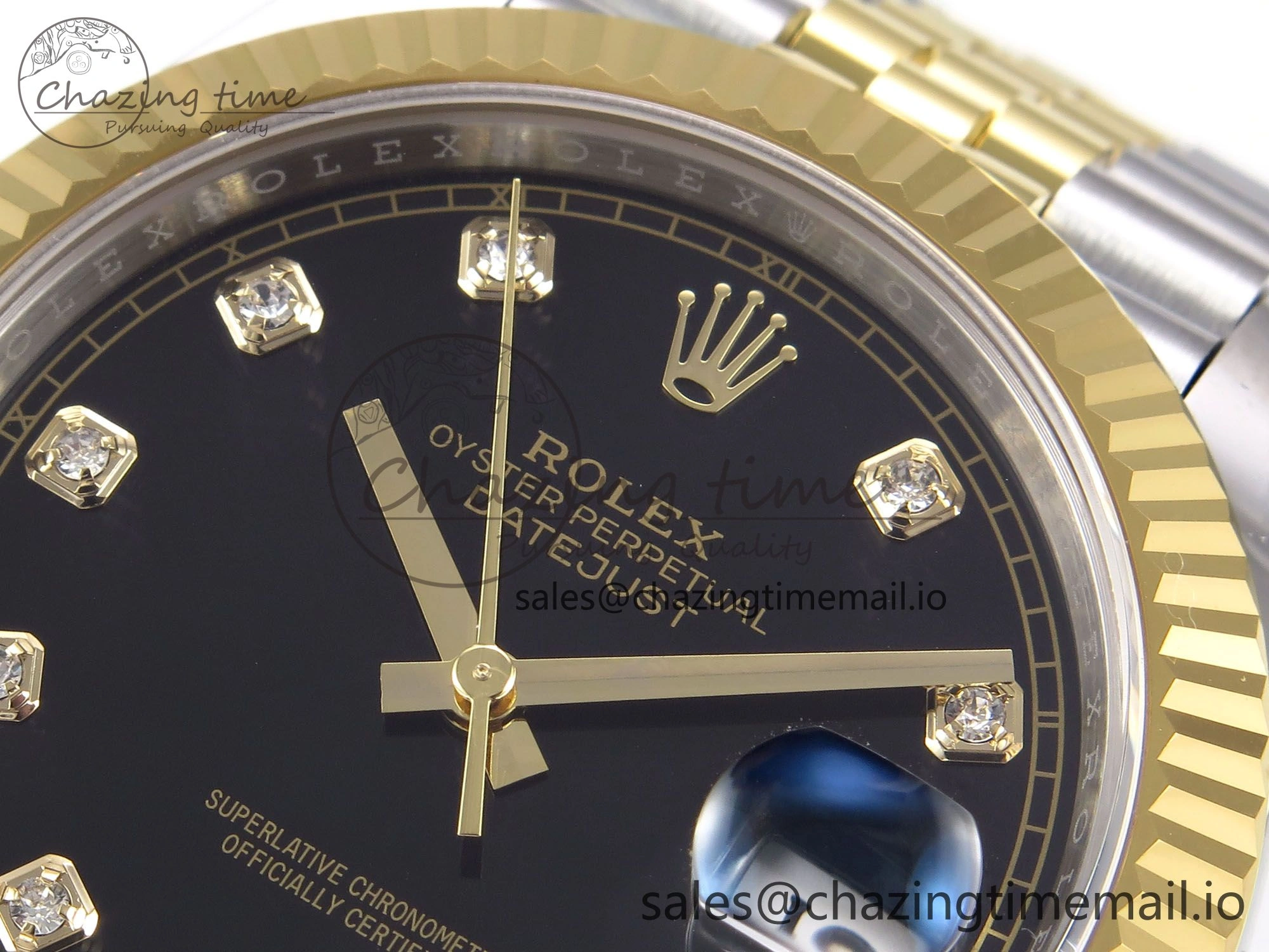 WeatherProof DateJust 41 126333 EWEF Best Edition Black Diamonds Dial on SS YG Jubilee Bracelet A 989