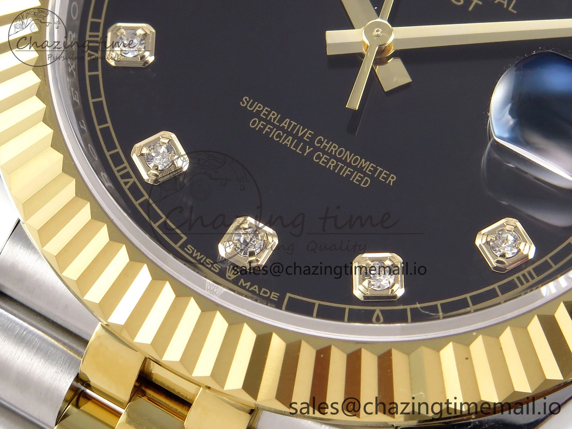 WeatherProof DateJust 41 126333 EWEF Best Edition Black Diamonds Dial on SS YG Jubilee Bracelet A 989