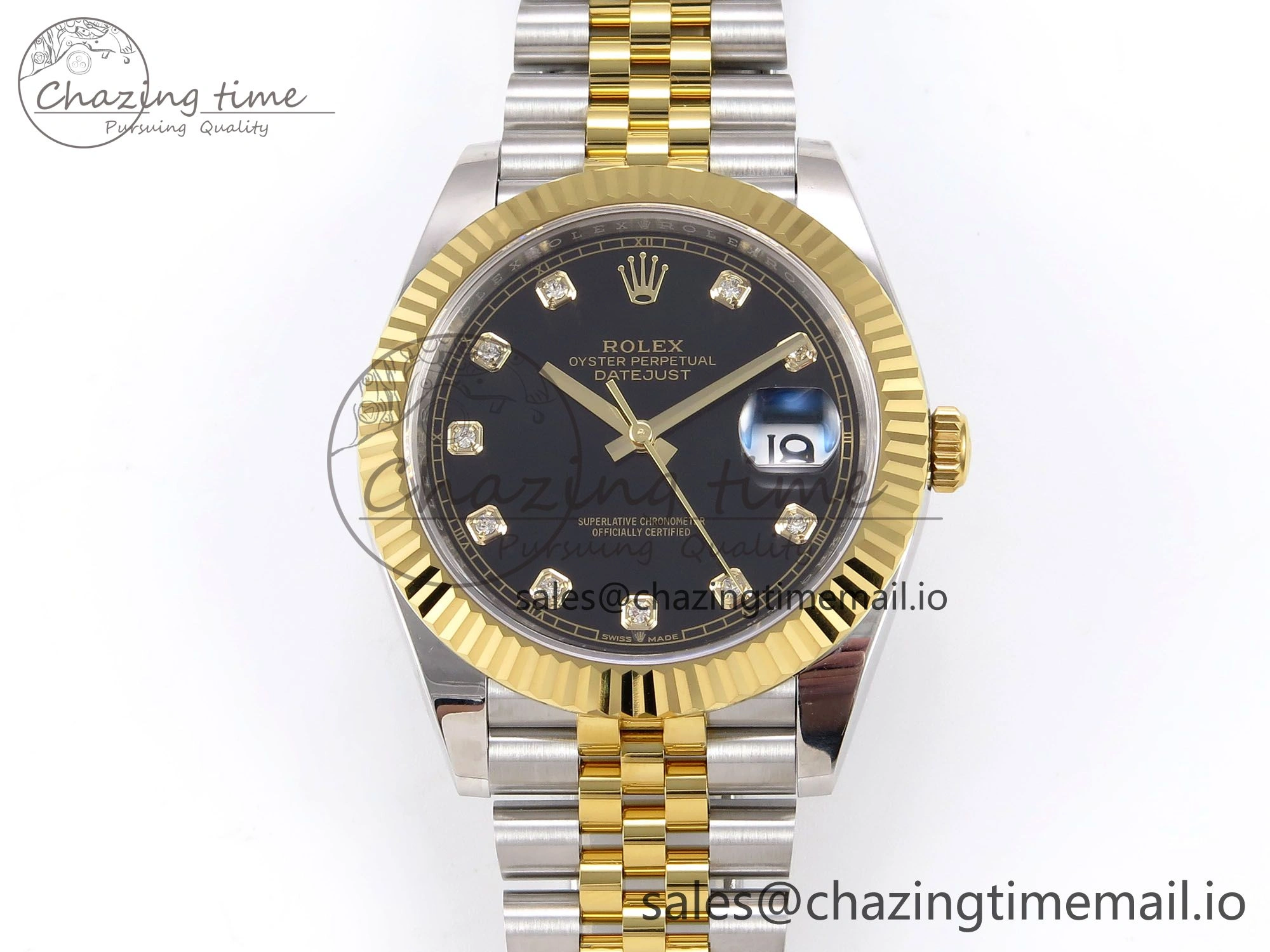 WeatherProof DateJust 41 126333 EWEF Best Edition Black Diamonds Dial on SS YG Jubilee Bracelet A 989