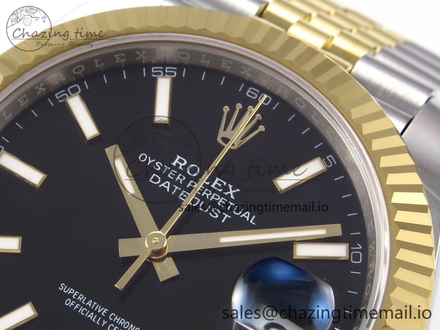 TechFriendly DateJust 41 126333 EWEF Best Edition Black Stick Dial on SS YG Jubilee Bracelet A 986