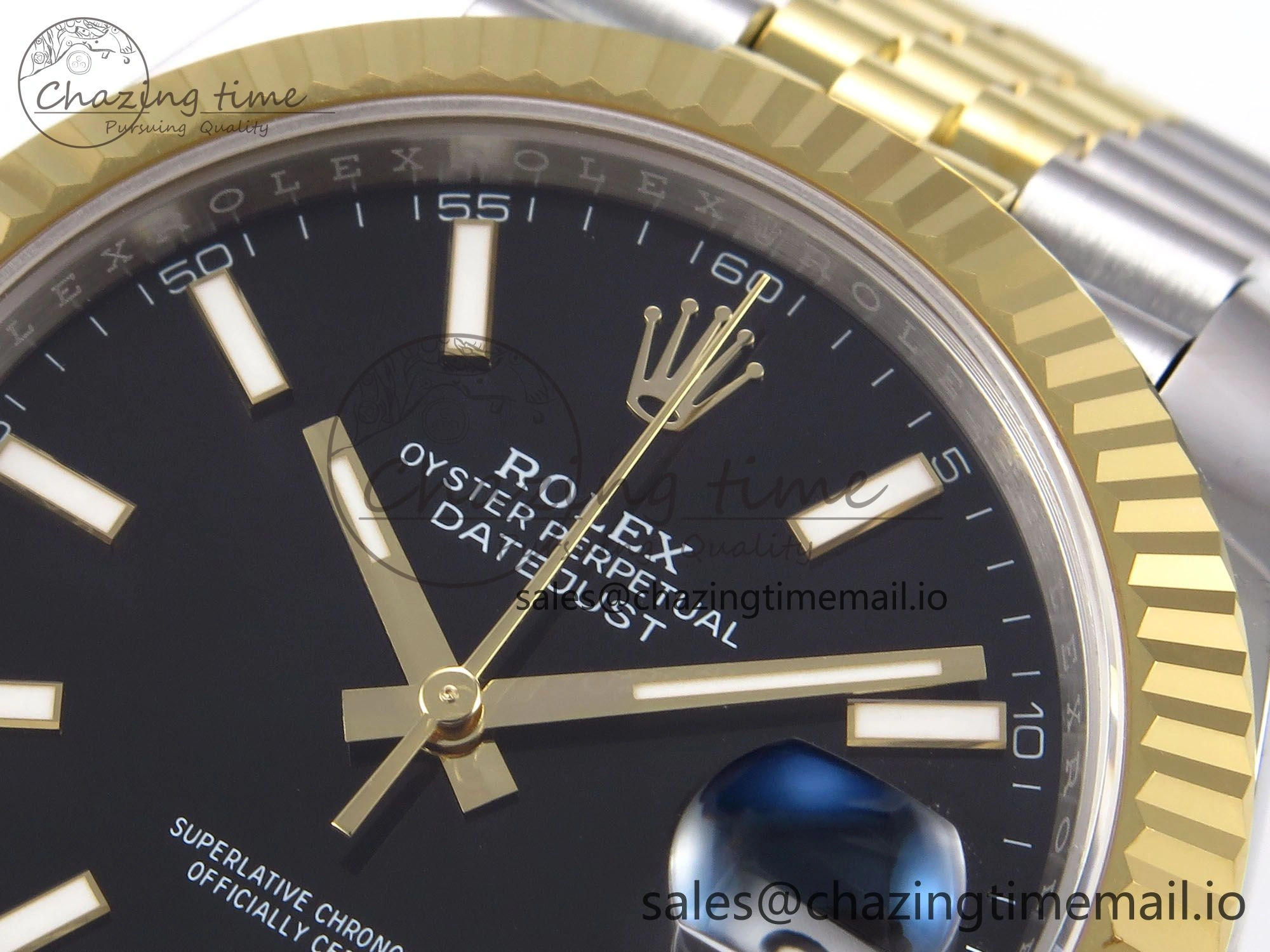 TechFriendly DateJust 41 126333 EWEF Best Edition Black Stick Dial on SS YG Jubilee Bracelet A 986