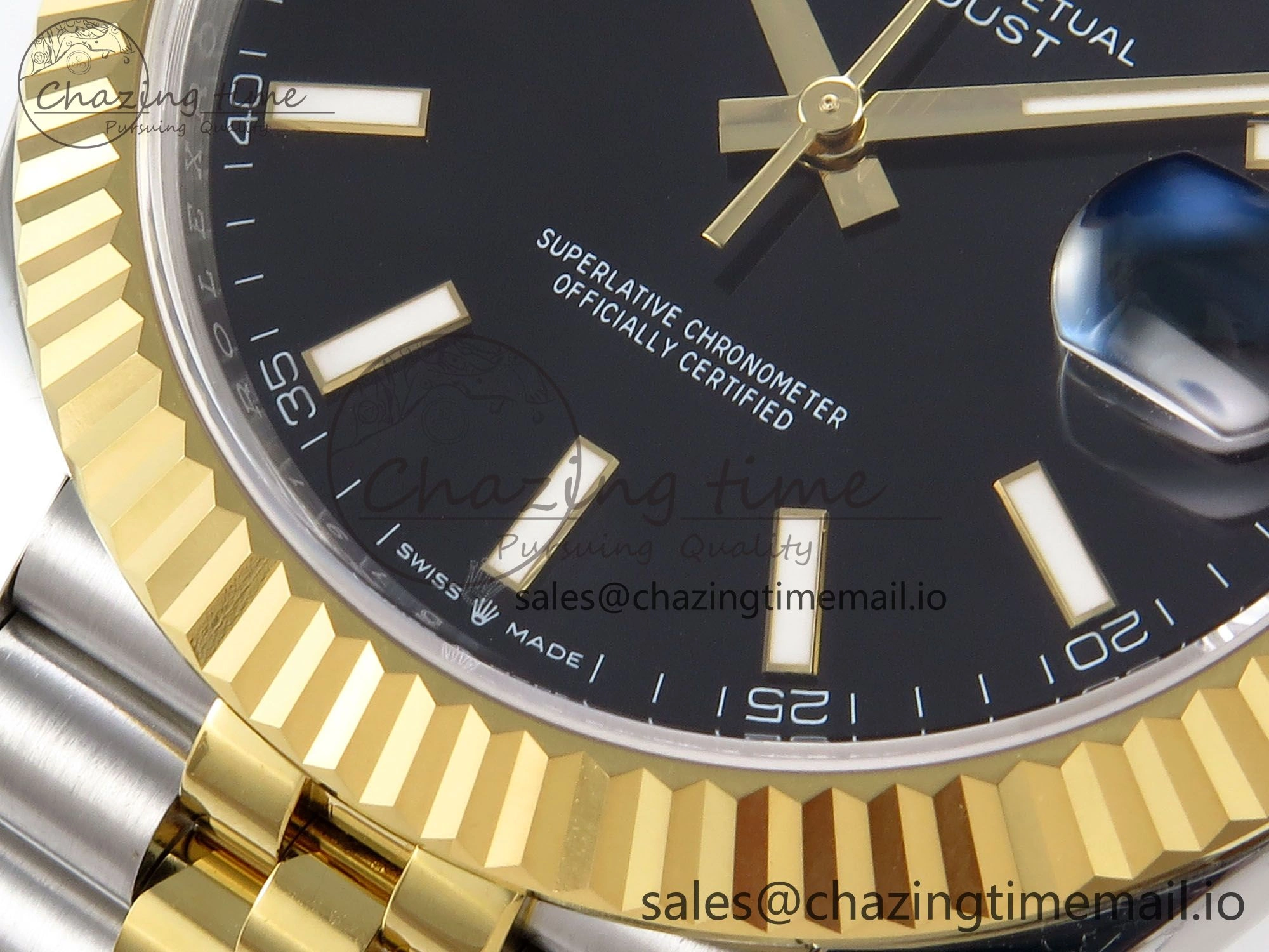 TechFriendly DateJust 41 126333 EWEF Best Edition Black Stick Dial on SS YG Jubilee Bracelet A 986