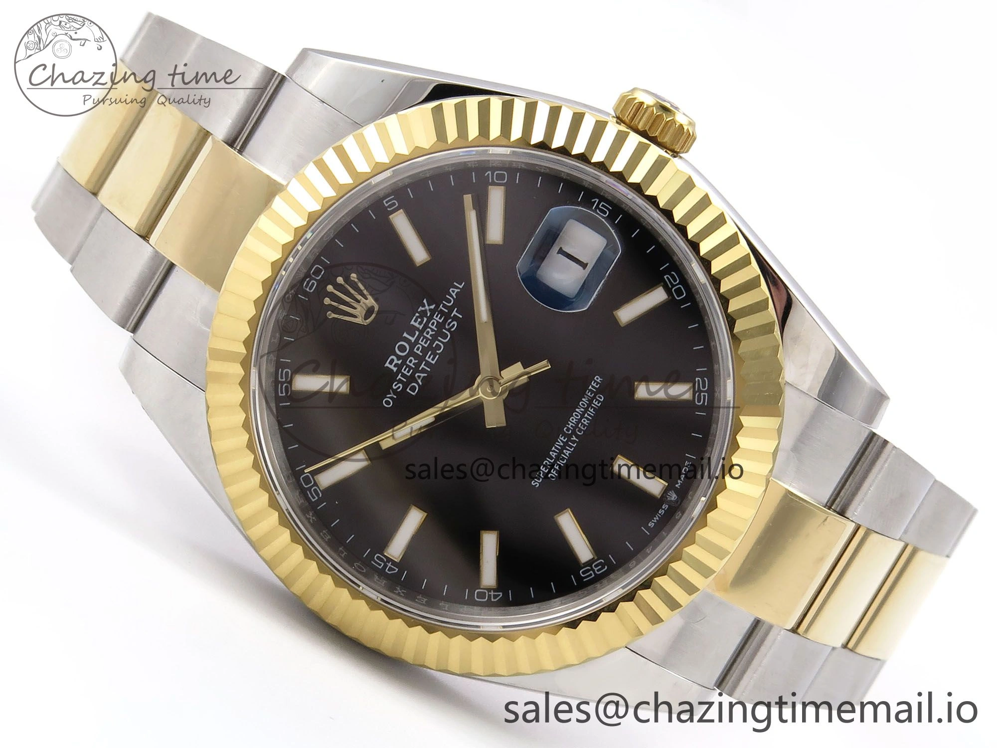 DateJust 41 126333 EWEF Best Edition Black Stick Dial on SS YG Oyster Bracelet A Neat 969