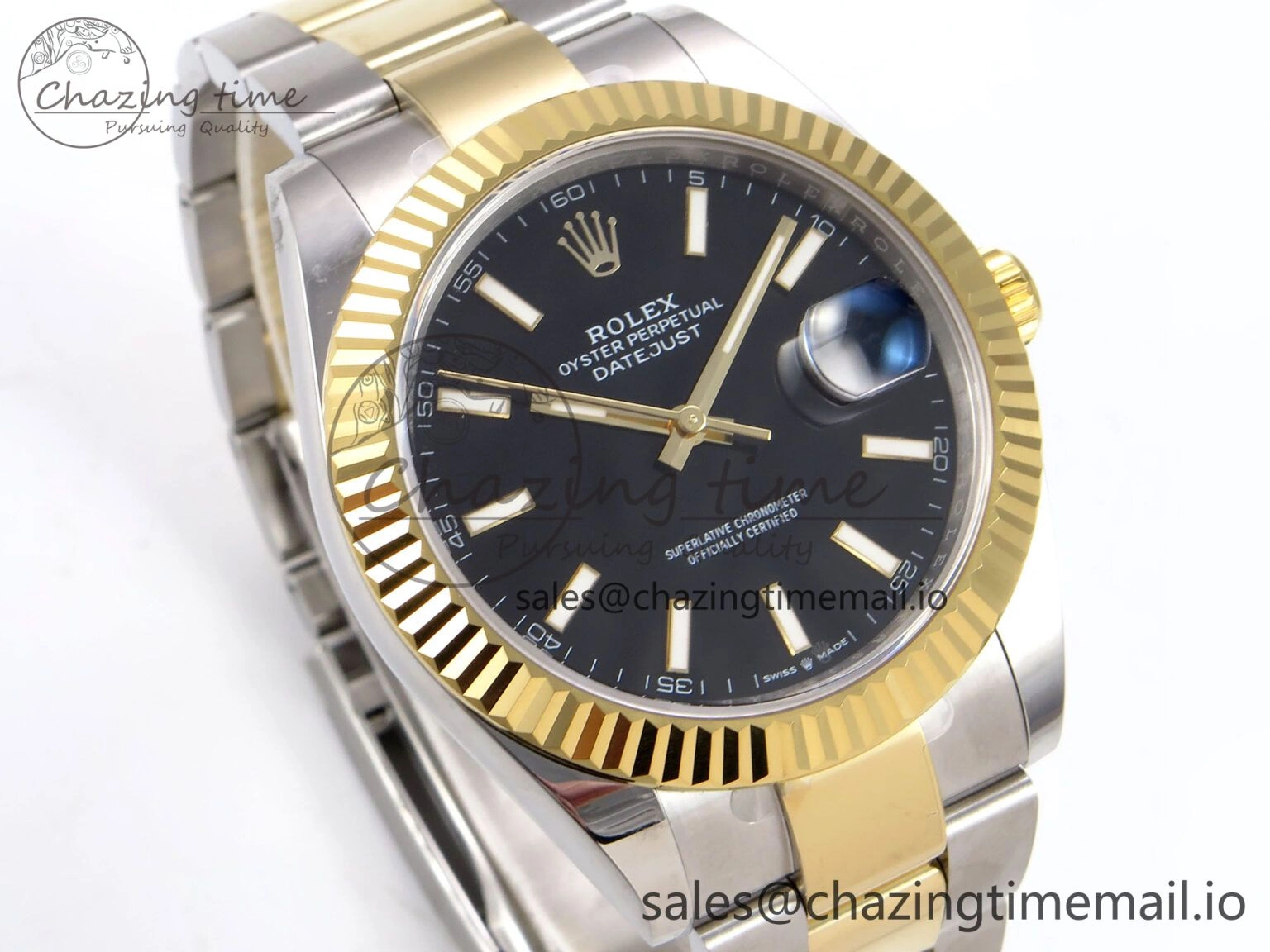 DateJust 41 126333 EWEF Best Edition Black Stick Dial on SS YG Oyster Bracelet A Neat 969