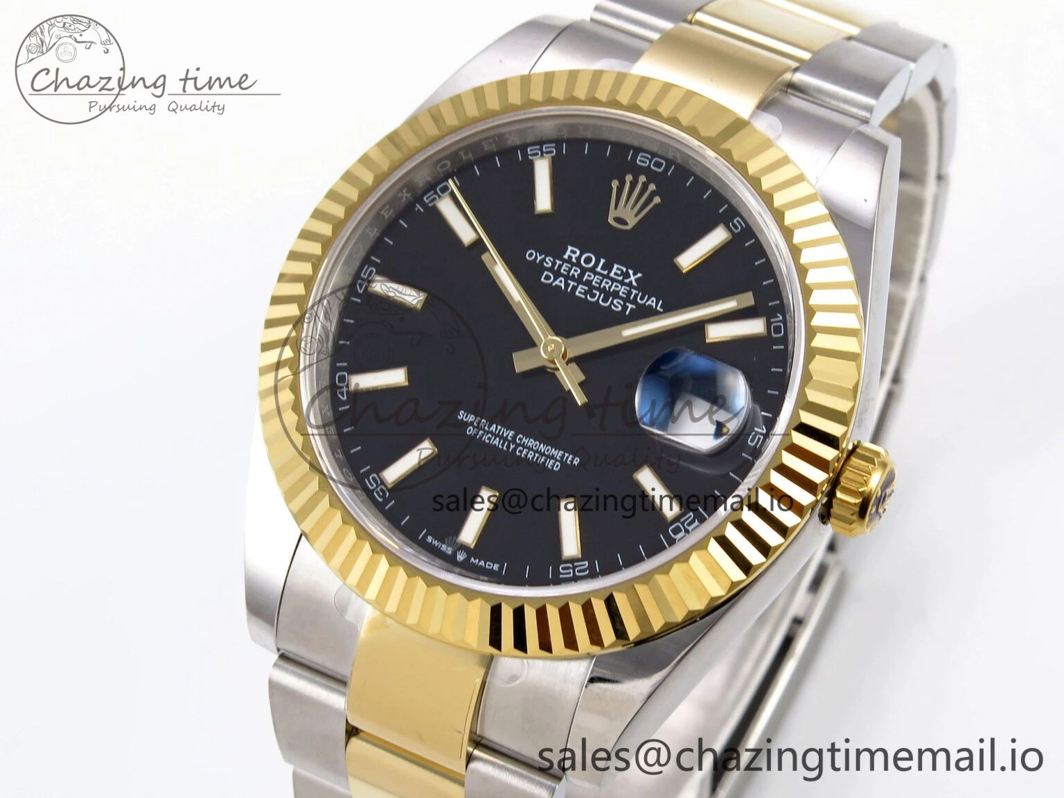 DateJust 41 126333 EWEF Best Edition Black Stick Dial on SS YG Oyster Bracelet A Neat 969