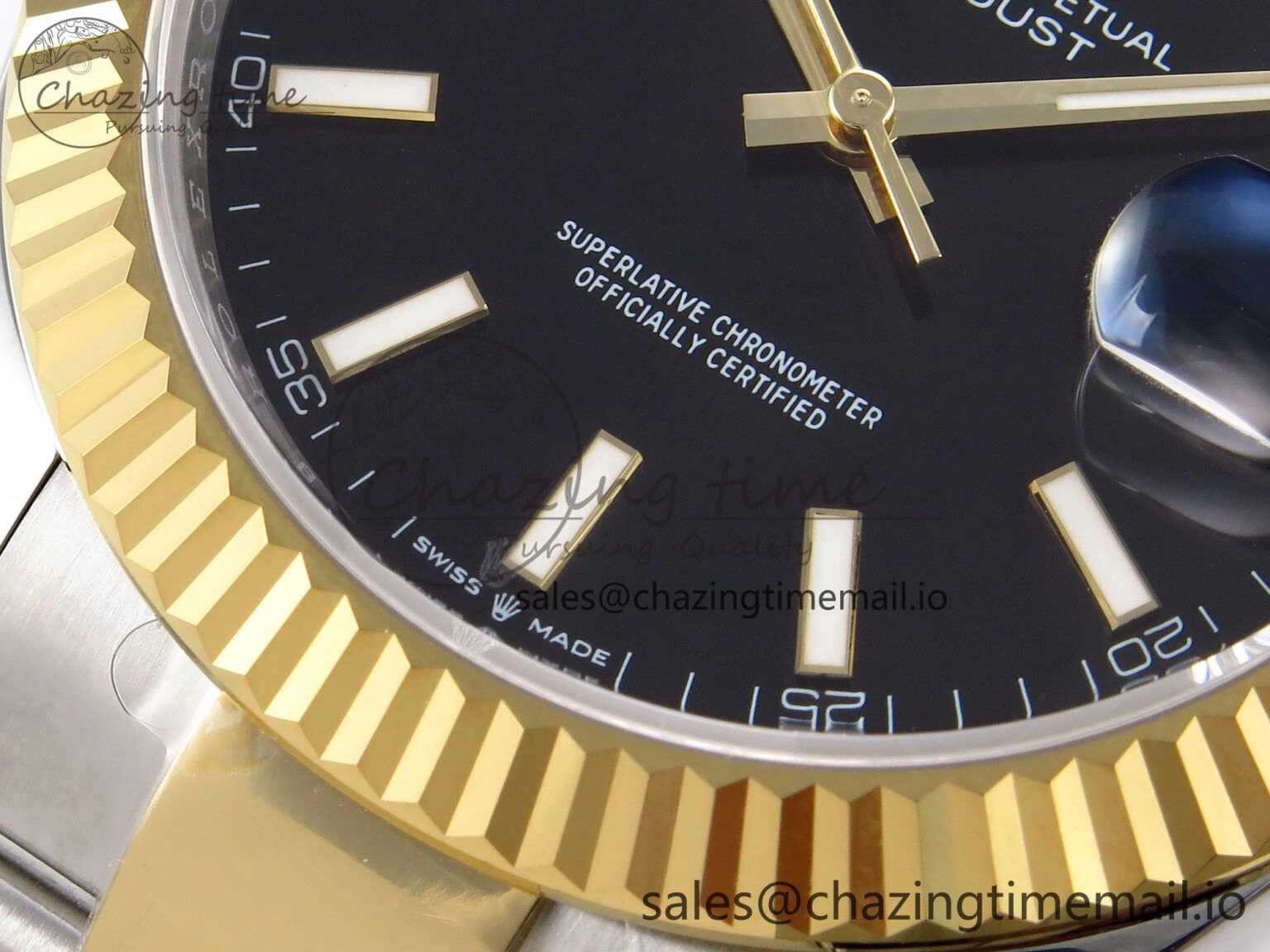 DateJust 41 126333 EWEF Best Edition Black Stick Dial on SS YG Oyster Bracelet A Neat 969