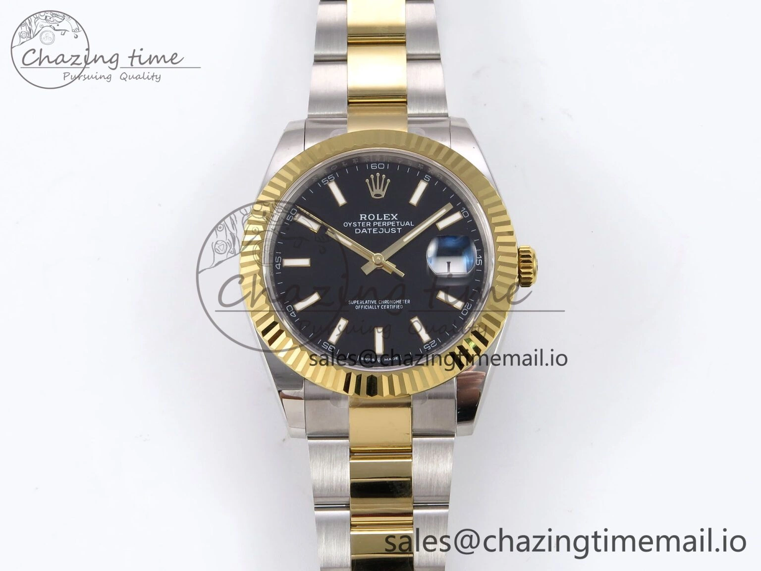 DateJust 41 126333 EWEF Best Edition Black Stick Dial on SS YG Oyster Bracelet A Neat 969