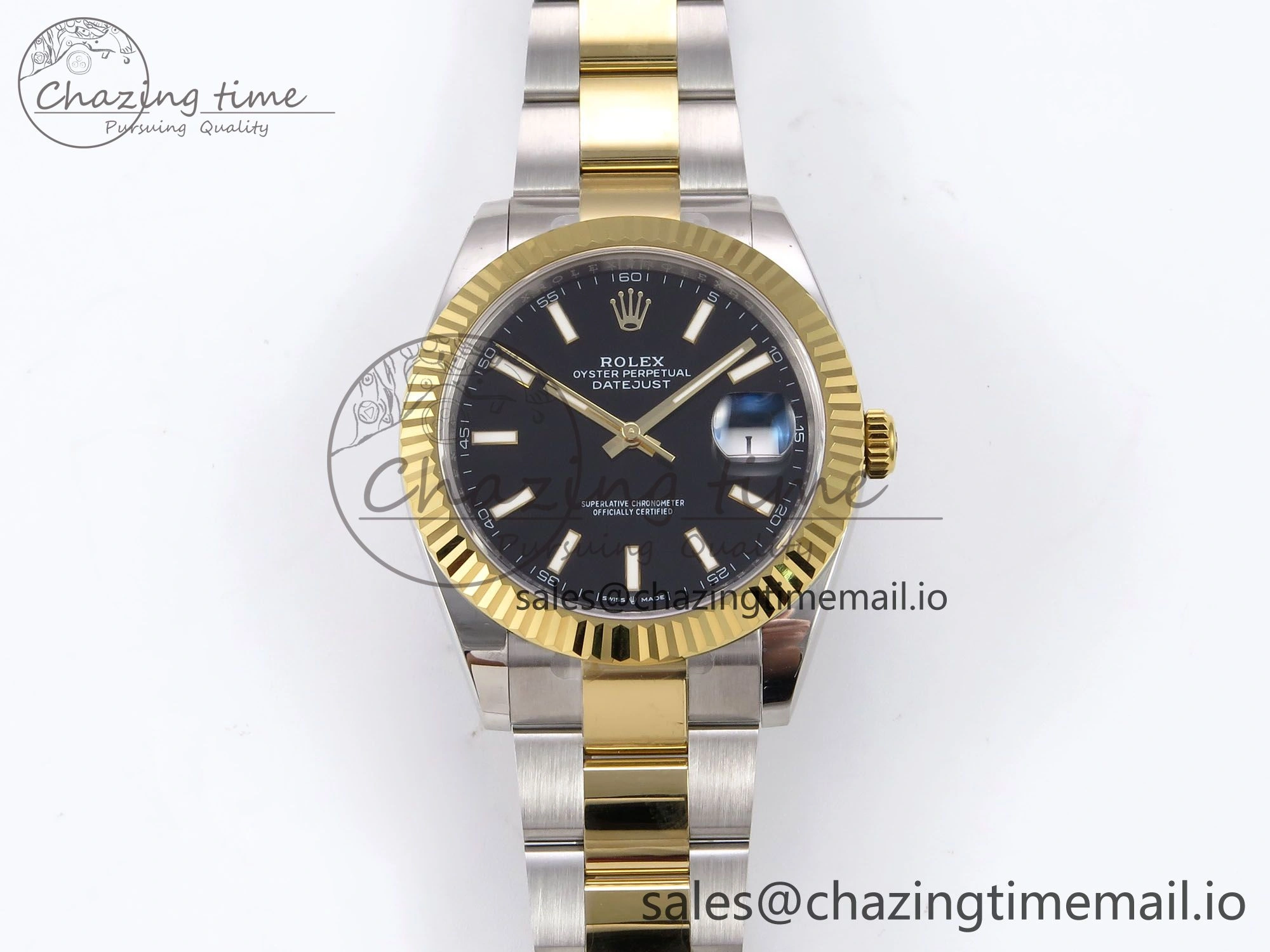 DateJust 41 126333 EWEF Best Edition Black Stick Dial on SS YG Oyster Bracelet A Neat 969