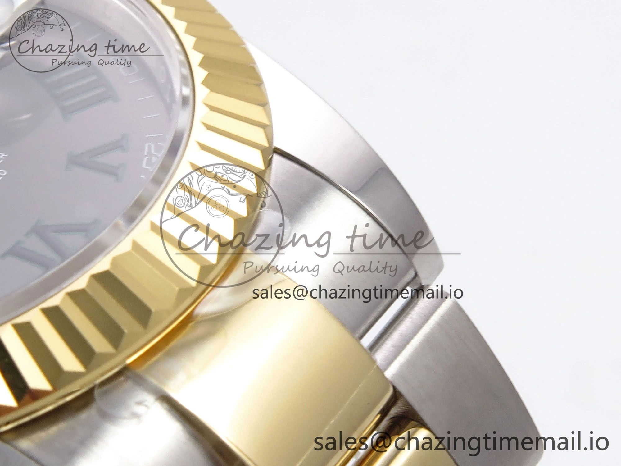 NewStyle DateJust 41 126333 EWEF Best Edition Gray Dial Green Roman Marker on SS YG Oyster Bracelet A 977