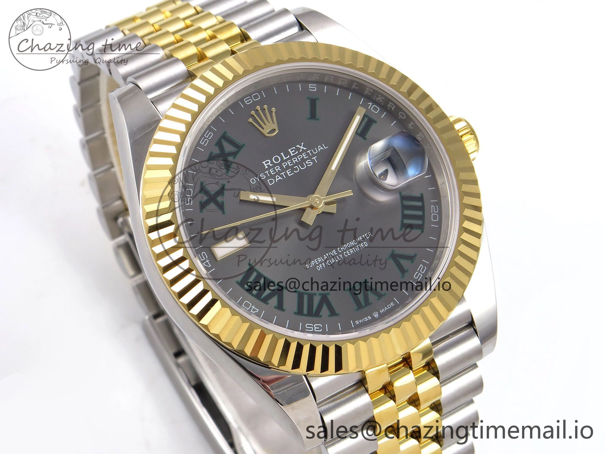 Seasonal DateJust 41 126333 EWEF Best Edition Gray Dial Green Roman Markers on SS YG Jubilee Bracelet A 988
