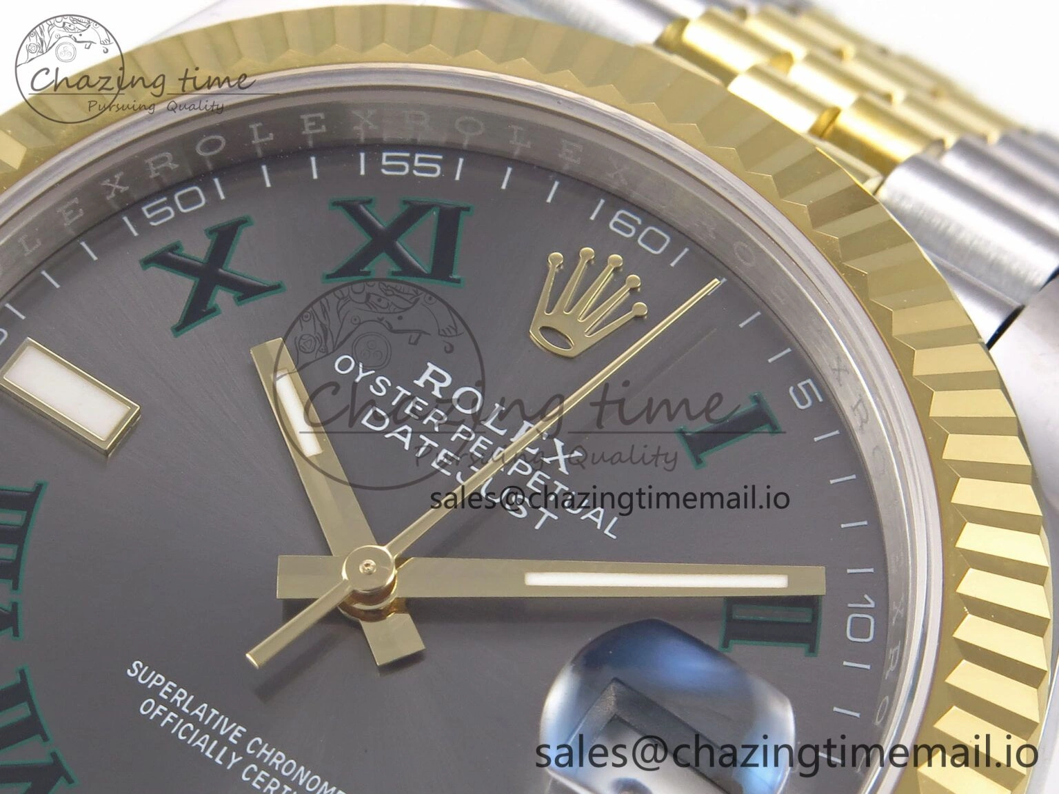 Seasonal DateJust 41 126333 EWEF Best Edition Gray Dial Green Roman Markers on SS YG Jubilee Bracelet A 988