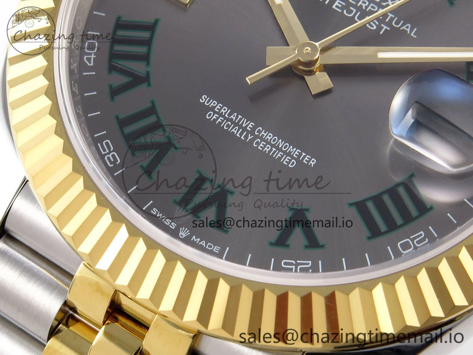 Seasonal DateJust 41 126333 EWEF Best Edition Gray Dial Green Roman Markers on SS YG Jubilee Bracelet A 988