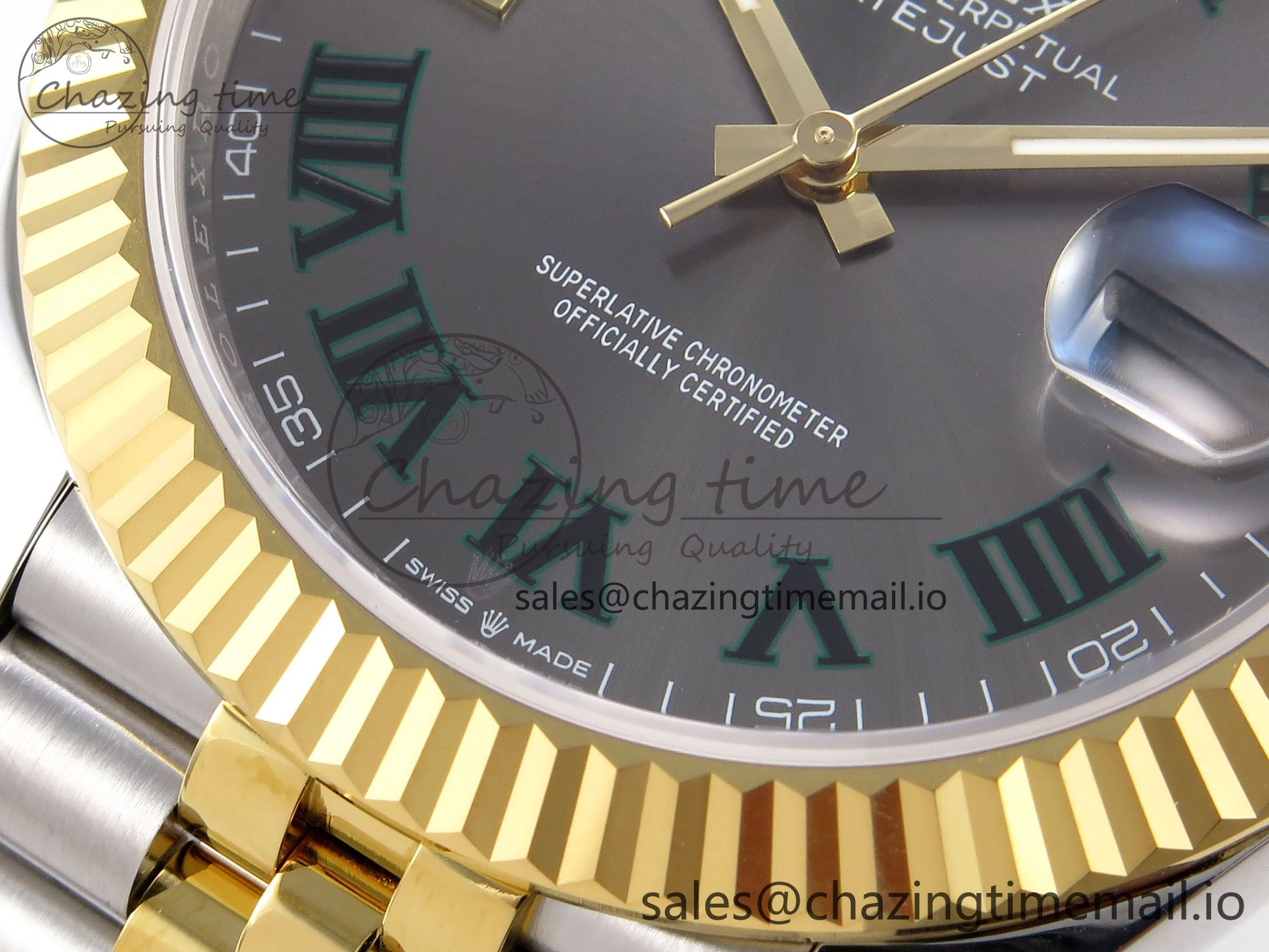 Seasonal DateJust 41 126333 EWEF Best Edition Gray Dial Green Roman Markers on SS YG Jubilee Bracelet A 988